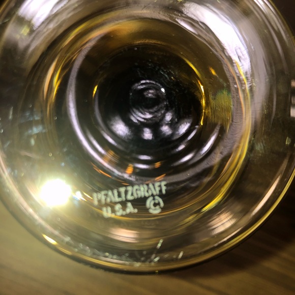 Pfaltzgraff VILLAGE Set of 4-5 1/8" Wine Glass Goblets Brown Etched Stemware - Picture 6 of 7